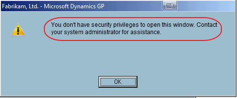 Dynamics GP Security Denial Message